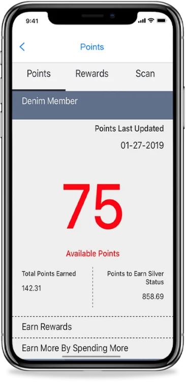 Points Rewards shown in the app